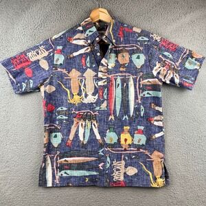 Vintage Reyn Spooner Hawaiian Traditions Kids L Button Up Shirt Fish Squid